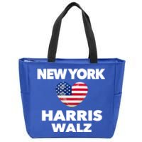 New York Loves Harris Walz America Usa Election Democrat Gift Zip Tote Bag