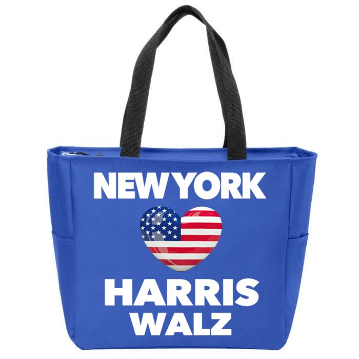 New York Loves Harris Walz America Usa Election Democrat Gift Zip Tote Bag