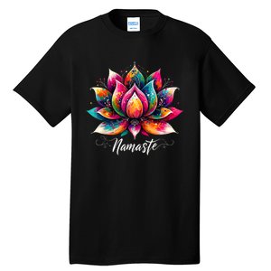 Namaste Yoga Lotus Flower Meditaton Zen Bohemian Tall T-Shirt