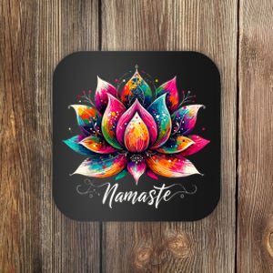 Namaste Yoga Lotus Flower Meditaton Zen Bohemian Coaster