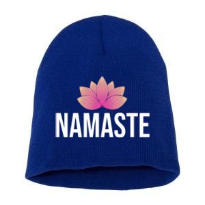 Namaste Yoga Lotus Flower Gift Short Acrylic Beanie