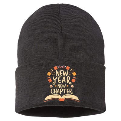 New Year New Chapter Happy New Year 2024 Book Lover Sustainable Knit Beanie