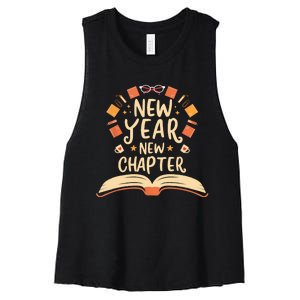 New Year New Chapter Happy New Year 2024 Book Lover Women's Racerback Cropped Tank