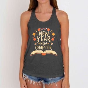 New Year New Chapter Happy New Year 2024 Book Lover Women's Knotted Racerback Tank