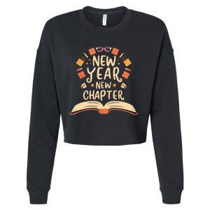 New Year New Chapter Happy New Year 2024 Book Lover Cropped Pullover Crew