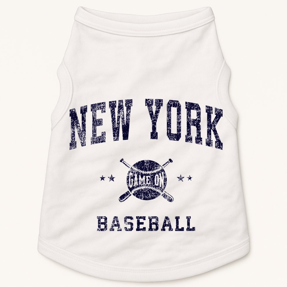 New York Ny Vintage Baseball Throwback Retro Design Doggie Tank