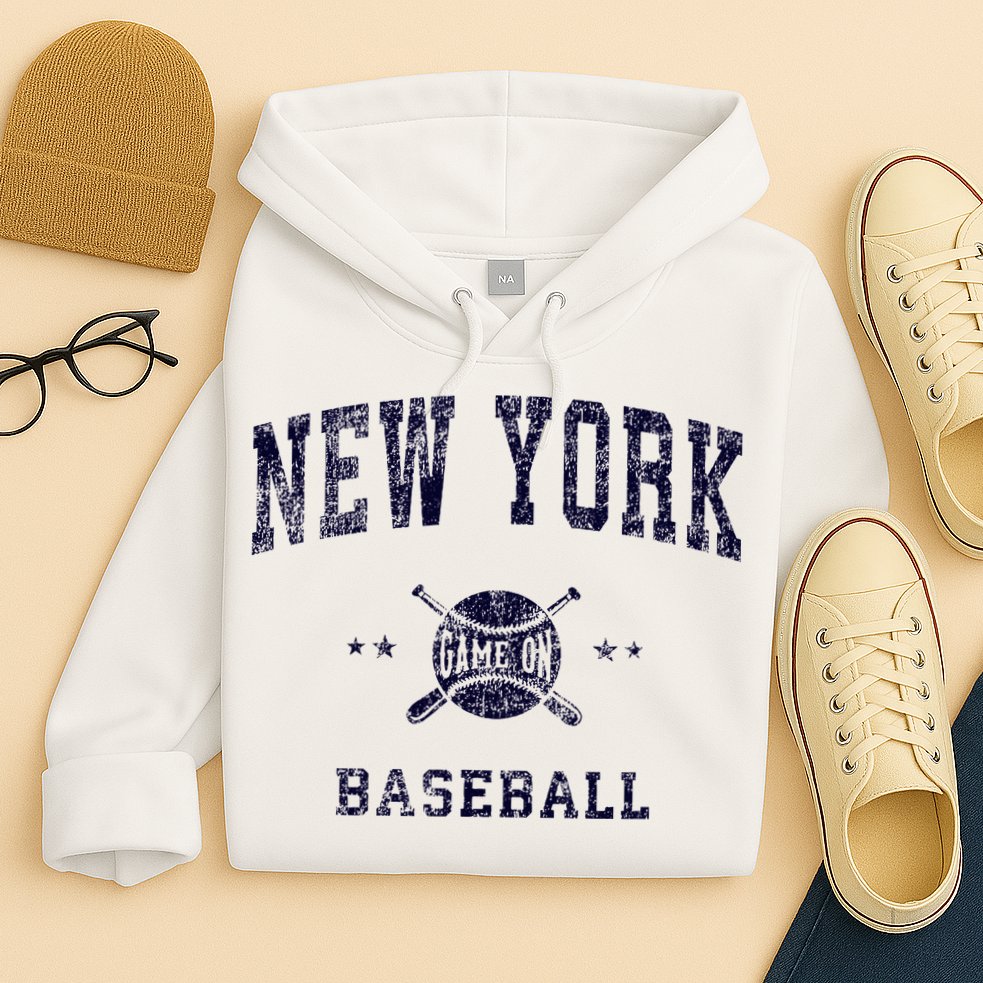 New York Ny Vintage Baseball Throwback Retro Design Hoodie