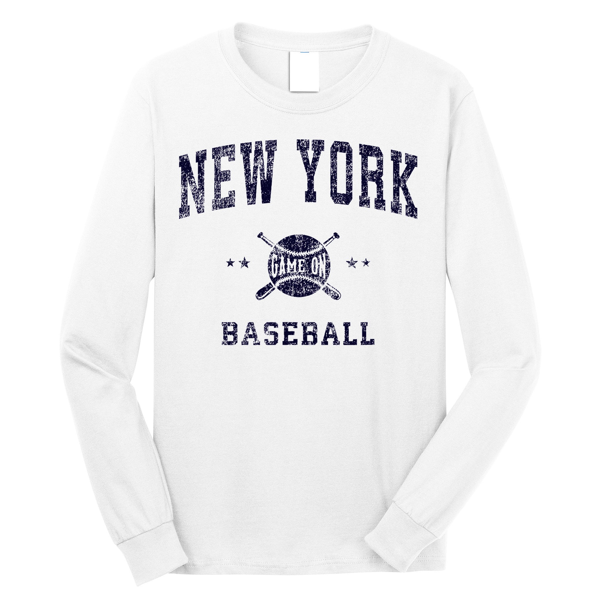 New York Ny Vintage Baseball Throwback Retro Design Long Sleeve Shirt