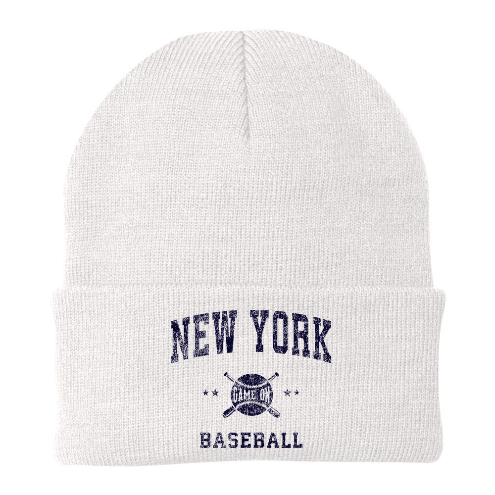 New York Ny Vintage Baseball Throwback Retro Design Beanie