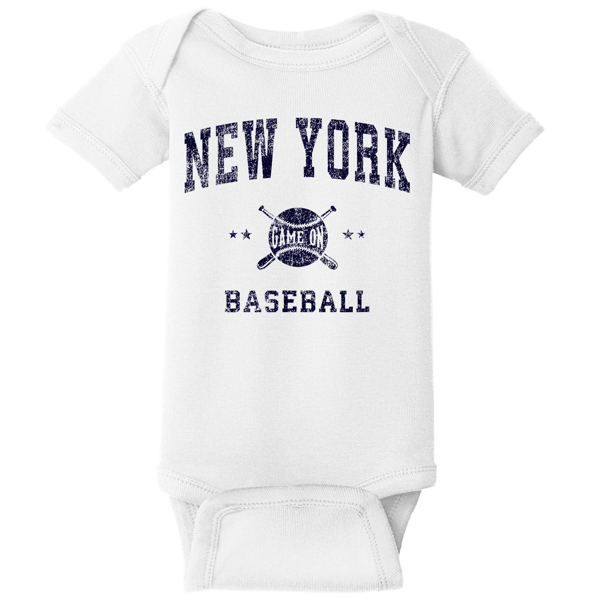 New York Ny Vintage Baseball Throwback Retro Design Baby Bodysuit