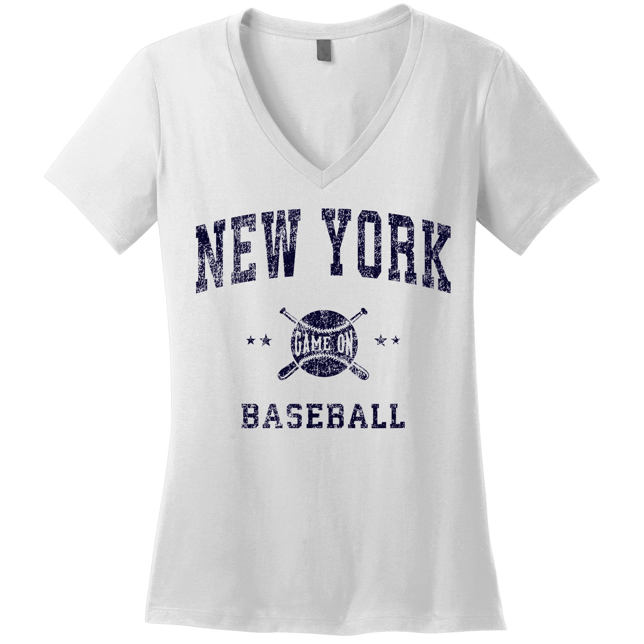 New York Ny Vintage Baseball Throwback Retro Design Women's V-Neck T-Shirt