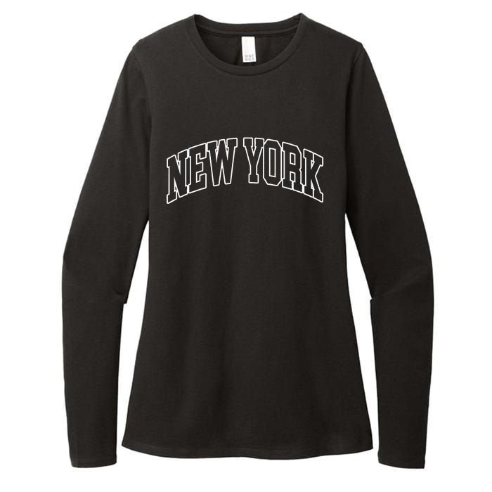 New York Ny Throwback Design Classic Womens CVC Long Sleeve Shirt