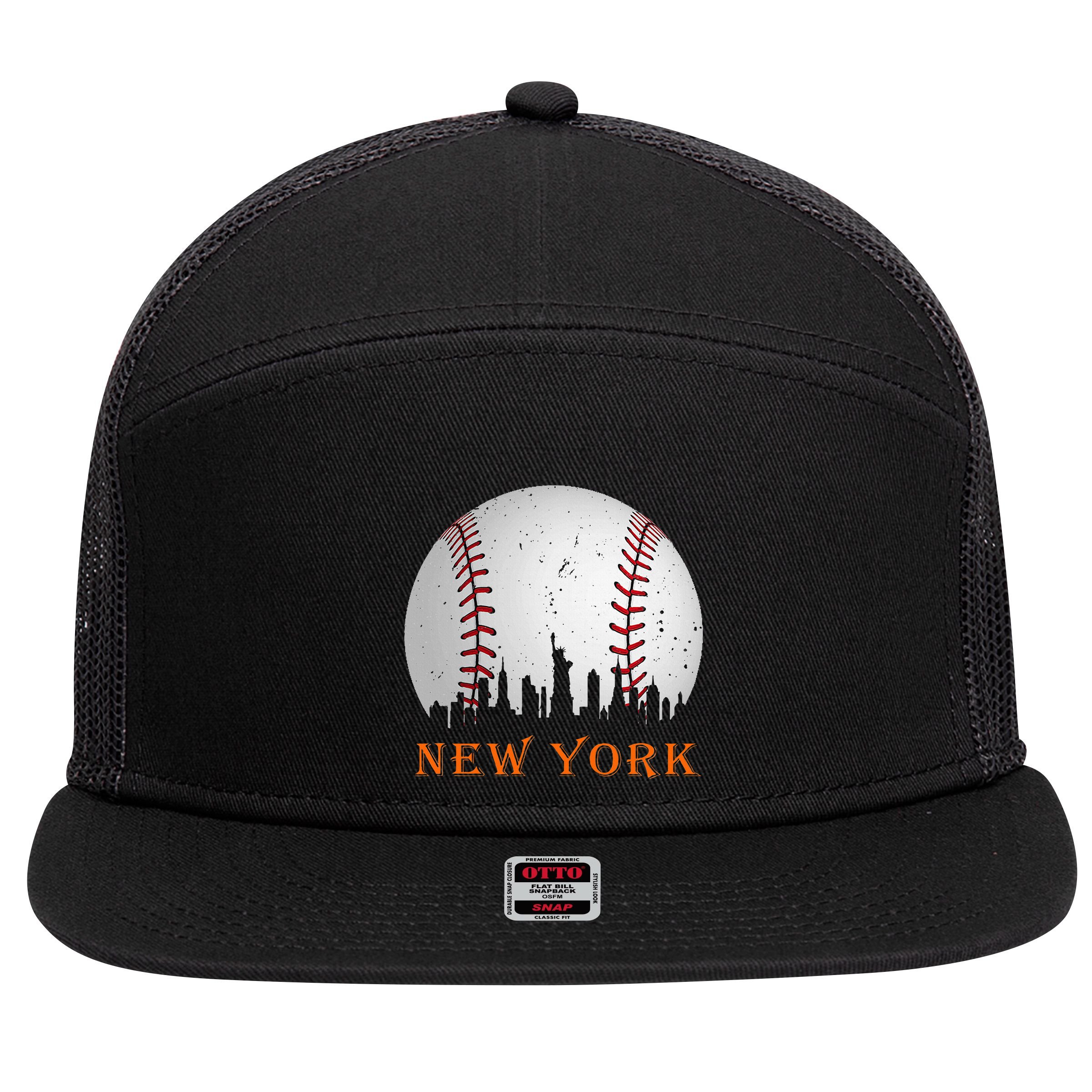 New York Ny Skyline Baseball Vintage Met 7 Panel Mesh Trucker Snapback Hat