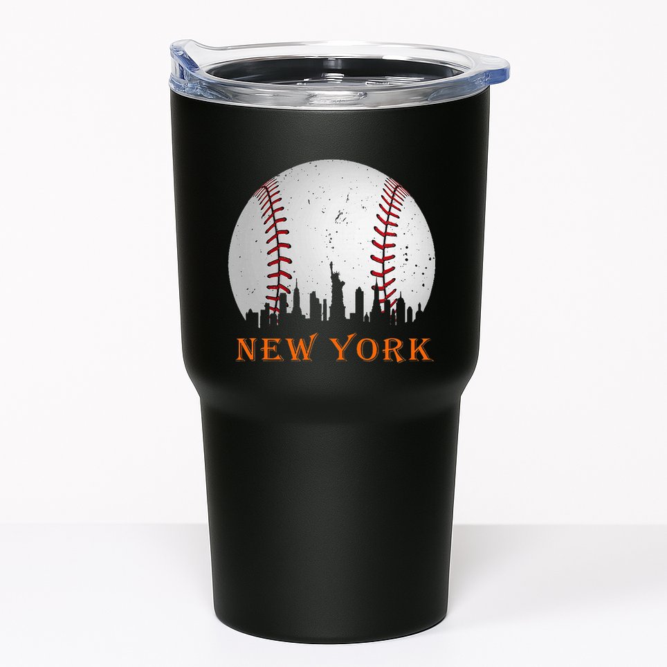 New York Ny Skyline Baseball Vintage Met Tumbler