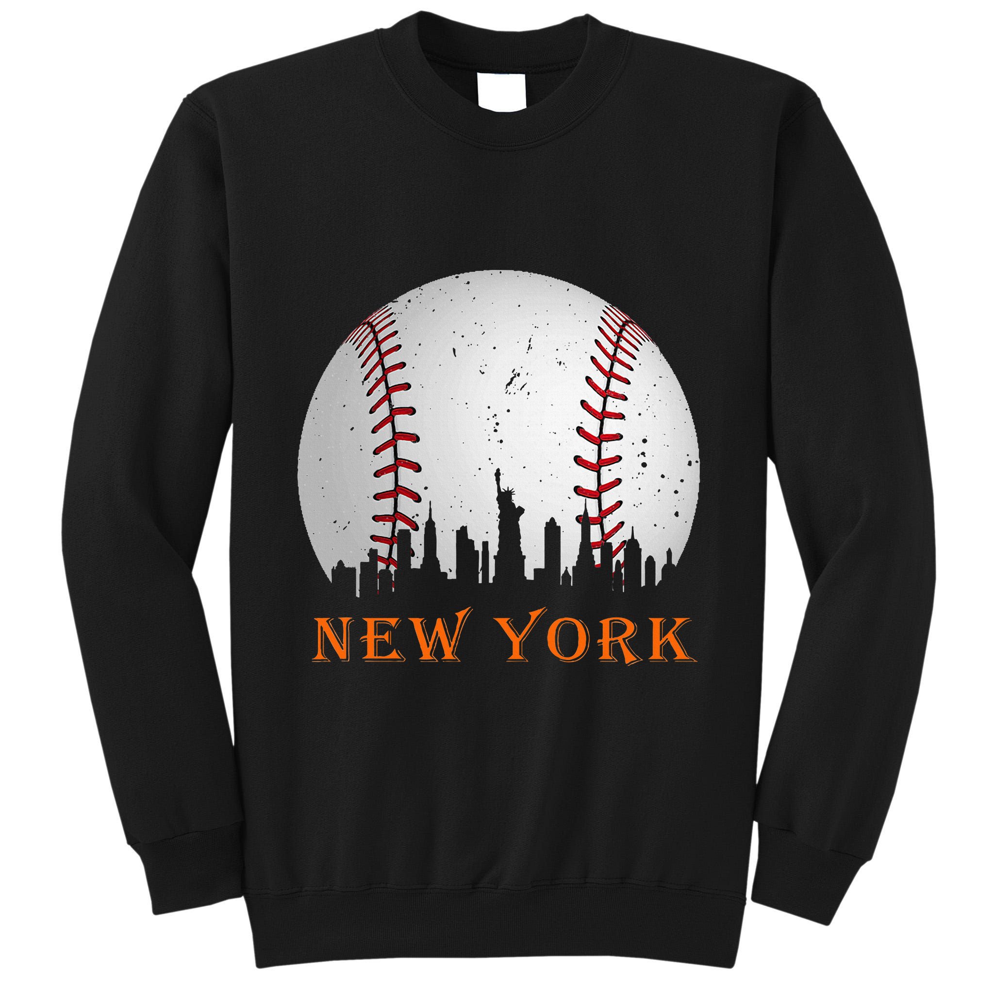 New York Ny Skyline Baseball Vintage Met Tall Sweatshirt
