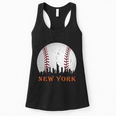 New York Ny Skyline Baseball Vintage Met Womens Tank Top
