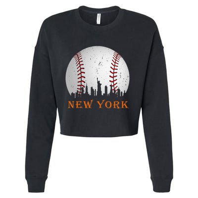New York Ny Skyline Baseball Vintage Met Cropped Pullover Crew