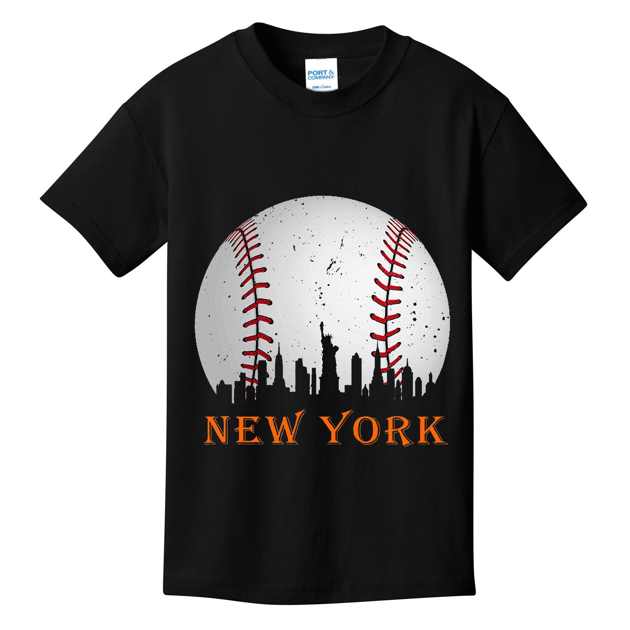 New York Ny Skyline Baseball Vintage Met Kids T-Shirt