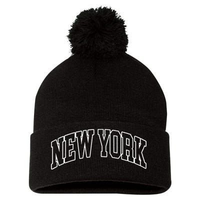 New York Ny Throwback Design Classic Pom Pom 12in Knit Beanie