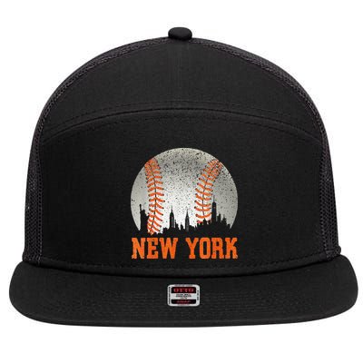 New York NY Skyline Baseball Vintage Met At Gameday 7 Panel Mesh Trucker Snapback Hat