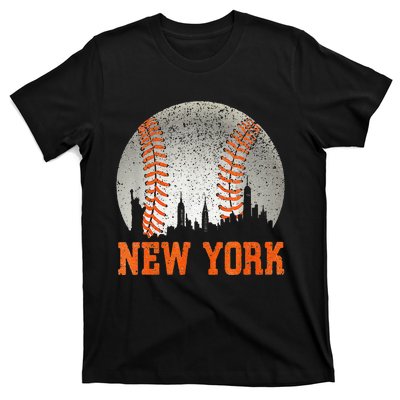 New York NY Skyline Baseball Vintage Met At Gameday T-Shirt