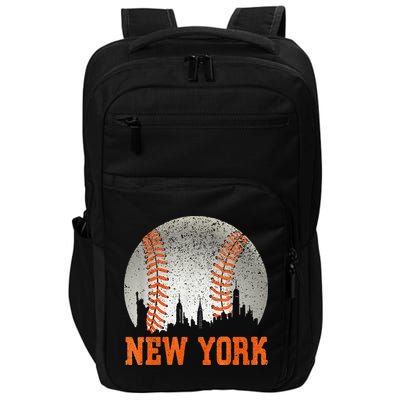 New York NY Skyline Baseball Vintage Met At Gameday Impact Tech Backpack