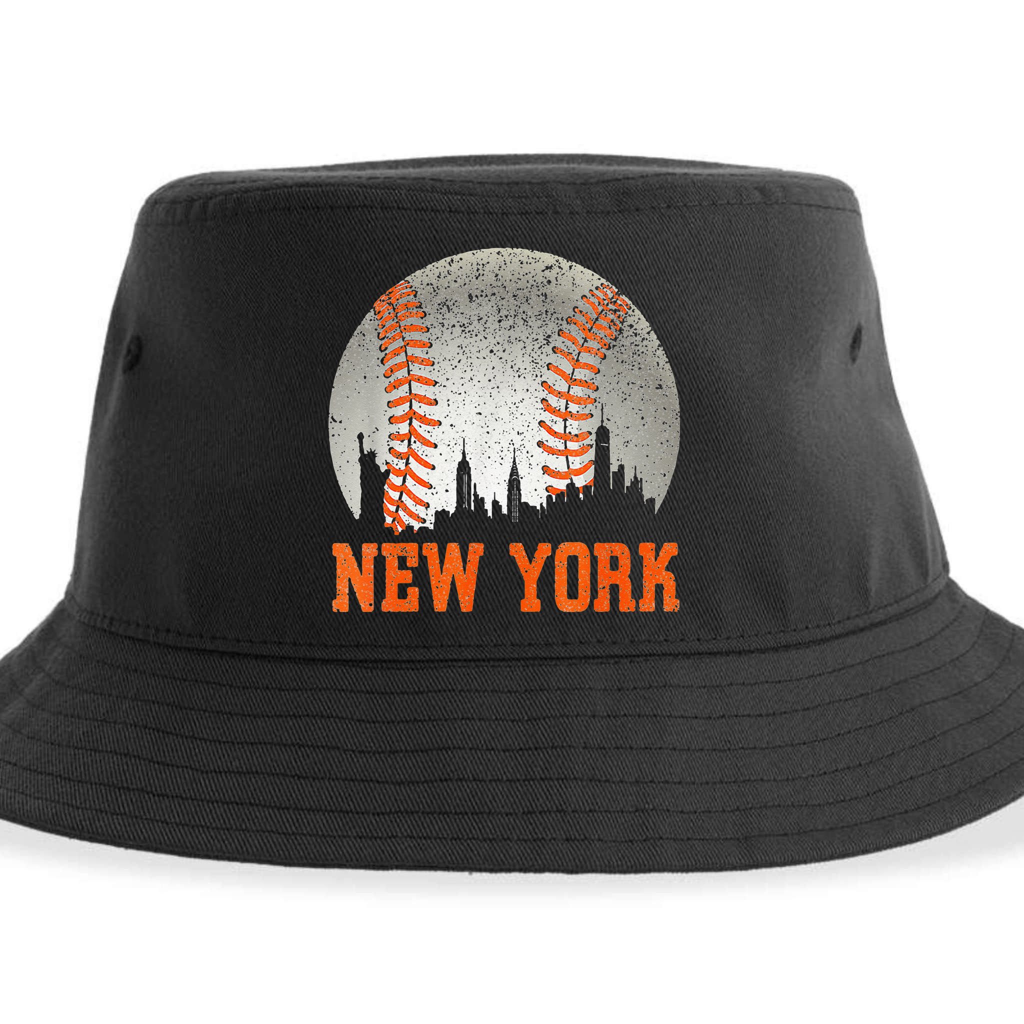New York NY Skyline Baseball Vintage Met At Gameday Sustainable Bucket Hat