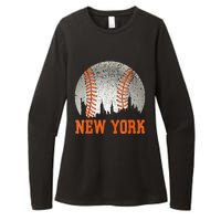 New York NY Skyline Baseball Vintage Met At Gameday Womens CVC Long Sleeve Shirt