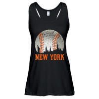 New York NY Skyline Baseball Vintage Met At Gameday Ladies Essential Flowy Tank