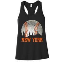 New York NY Skyline Baseball Vintage Met At Gameday Women's Racerback Tank