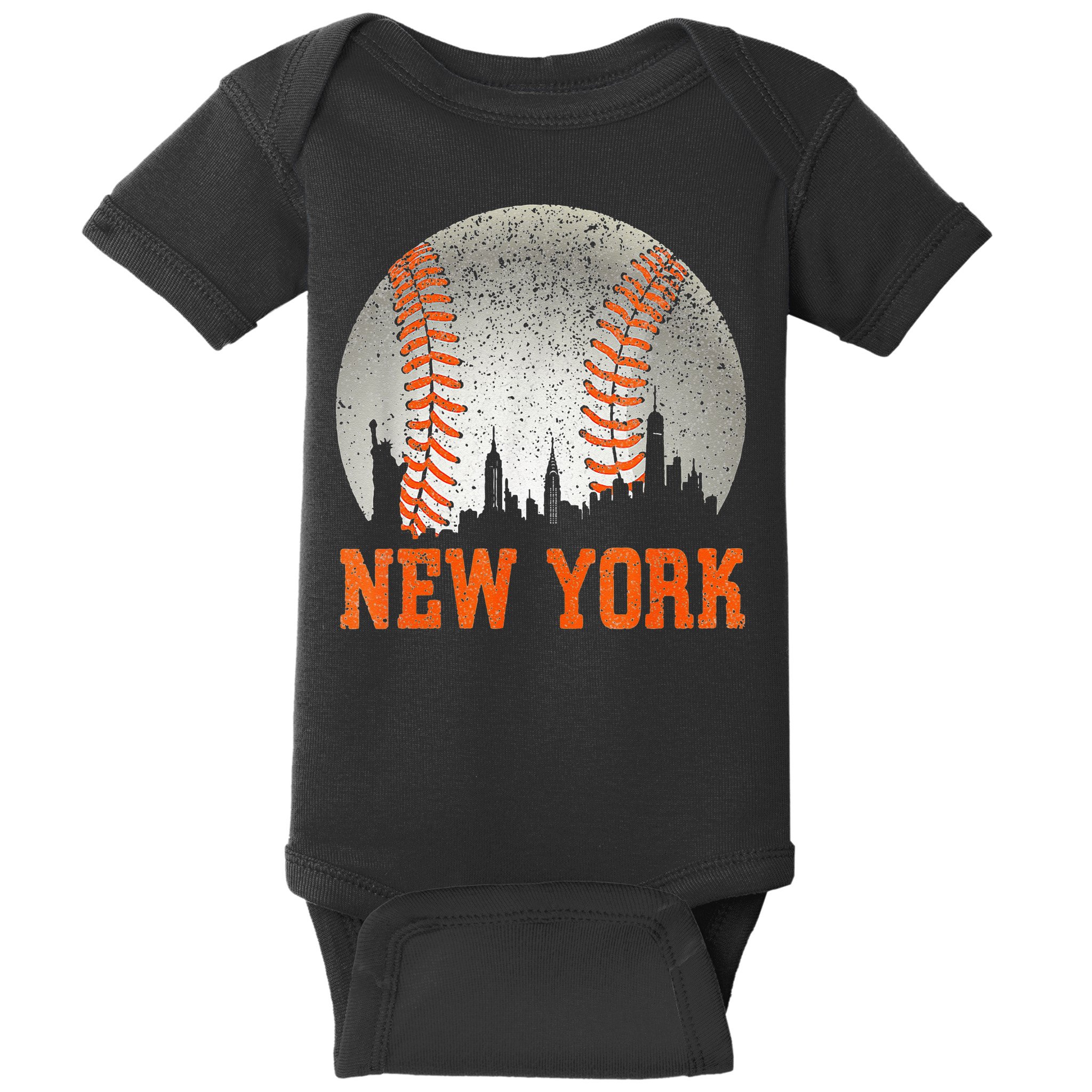 New York NY Skyline Baseball Vintage Met At Gameday Baby Bodysuit