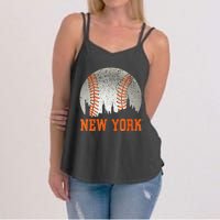 New York NY Skyline Baseball Vintage Met At Gameday Women's Strappy Tank