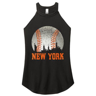 New York NY Skyline Baseball Vintage Met At Gameday Women's Perfect Tri Rocker Tank