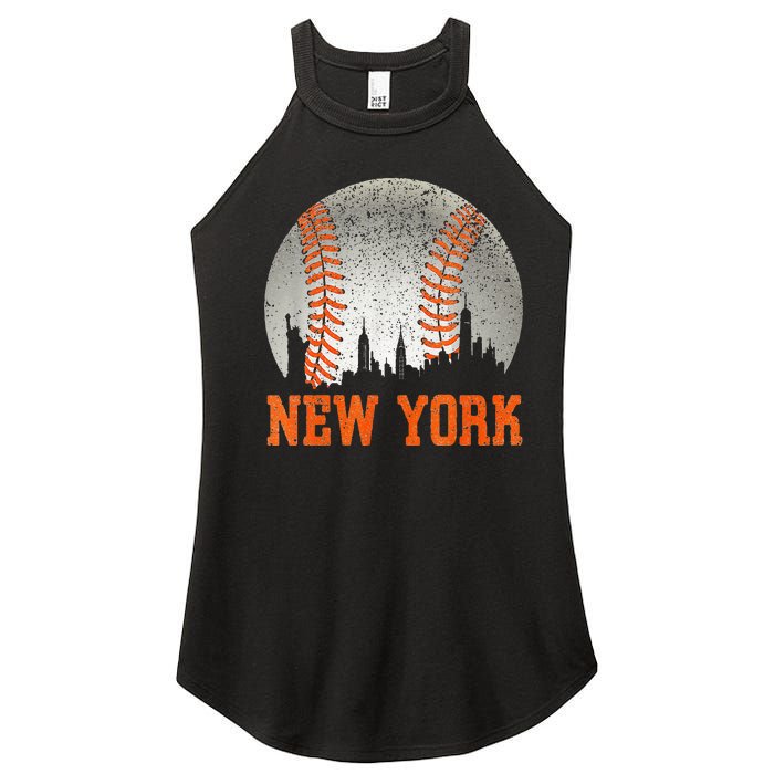 New York NY Skyline Baseball Vintage Met At Gameday Women's Perfect Tri Rocker Tank