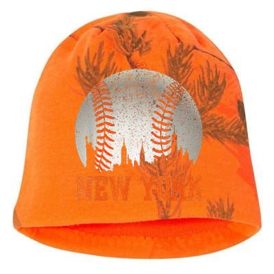 New York NY Skyline Baseball Vintage Met At Gameday Kati - Camo Knit Beanie