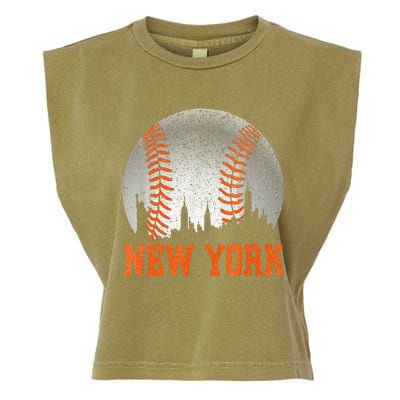 New York NY Skyline Baseball Vintage Met At Gameday Garment-Dyed Women's Muscle Tee