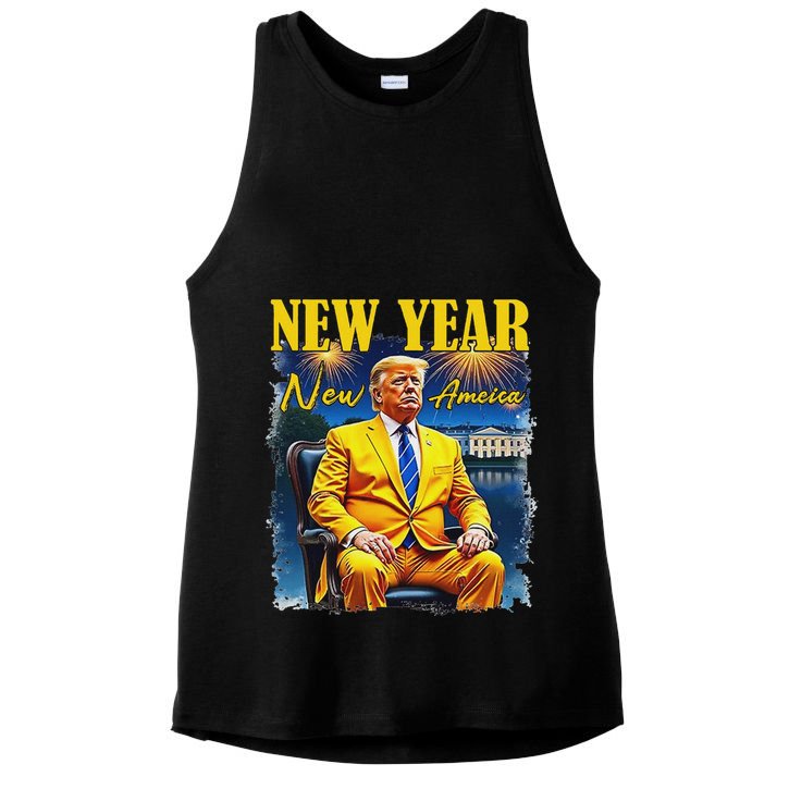 New Year New America Happy New Year Party 2025 Trump Ladies PosiCharge Tri-Blend Wicking Tank