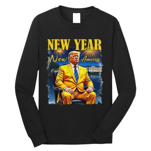 New Year New America Happy New Year Party 2025 Trump Long Sleeve Shirt