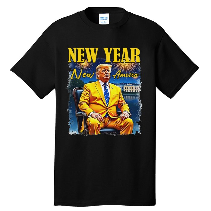 New Year New America Happy New Year Party 2025 Trump Tall T-Shirt