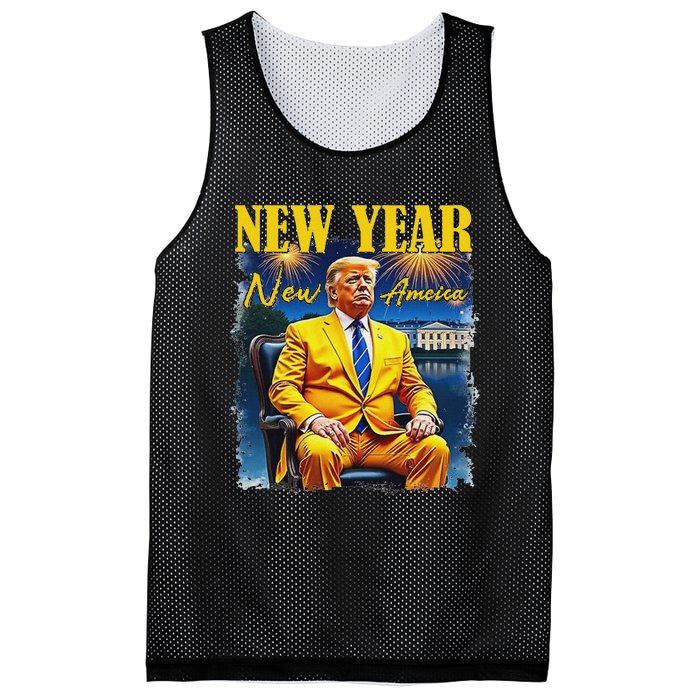 New Year New America Happy New Year Party 2025 Trump Mesh Reversible Basketball Jersey Tank