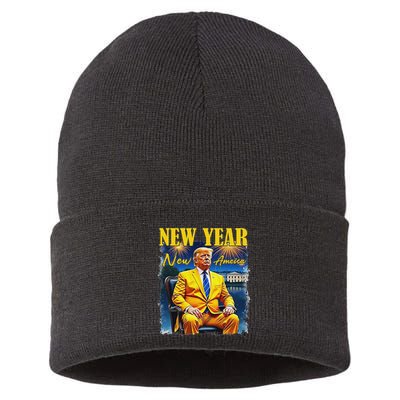 New Year New America Happy New Year Party 2025 Trump Sustainable Knit Beanie