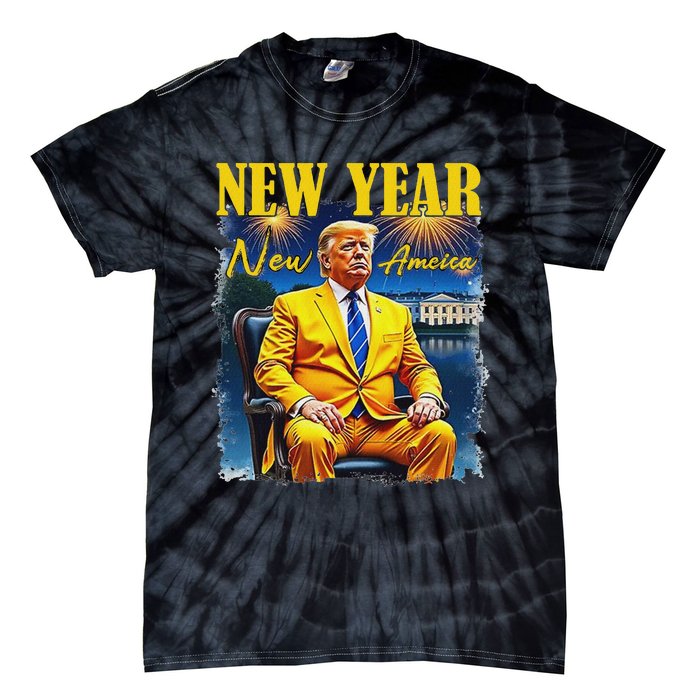 New Year New America Happy New Year Party 2025 Trump Tie-Dye T-Shirt