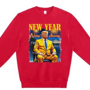 New Year New America Happy New Year Party 2025 Trump Premium Crewneck Sweatshirt