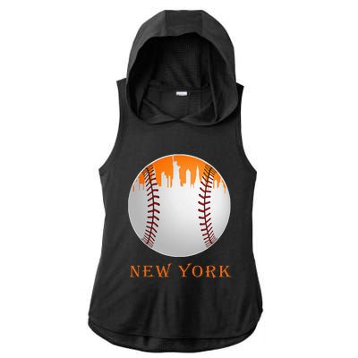 New York NY Skyline Baseball Vintage Met At Gameday Ladies PosiCharge Tri-Blend Wicking Draft Hoodie Tank