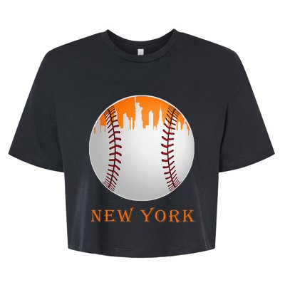 New York NY Skyline Baseball Vintage Met At Gameday Bella+Canvas Jersey Crop Tee