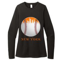 New York NY Skyline Baseball Vintage Met At Gameday Womens CVC Long Sleeve Shirt