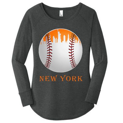 New York NY Skyline Baseball Vintage Met At Gameday Women's Perfect Tri Tunic Long Sleeve Shirt