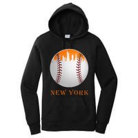 New York NY Skyline Baseball Vintage Met At Gameday Women's Pullover Hoodie