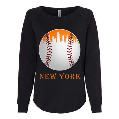 New York NY Skyline Baseball Vintage Met At Gameday Womens California Wash Sweatshirt