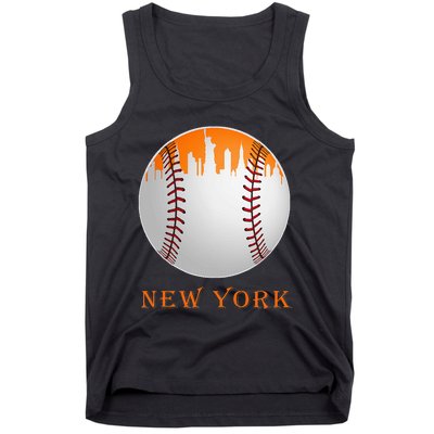 New York NY Skyline Baseball Vintage Met At Gameday Tank Top